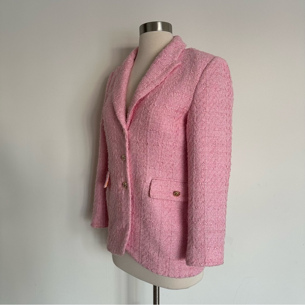 Zara Tweed Pink Blazer Jacket Sz Small - Picture 4 of 9